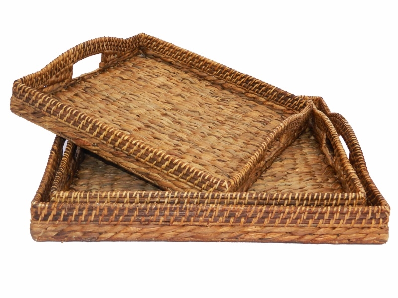 Superior Water Hyacinth Serving Tray Set with Rattan Accents - Eco-friendly Home Decor  Introduction